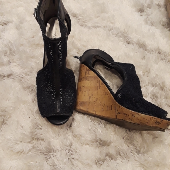 Navy Blue Espadrille Wedge Heels - Picture 6 of 11